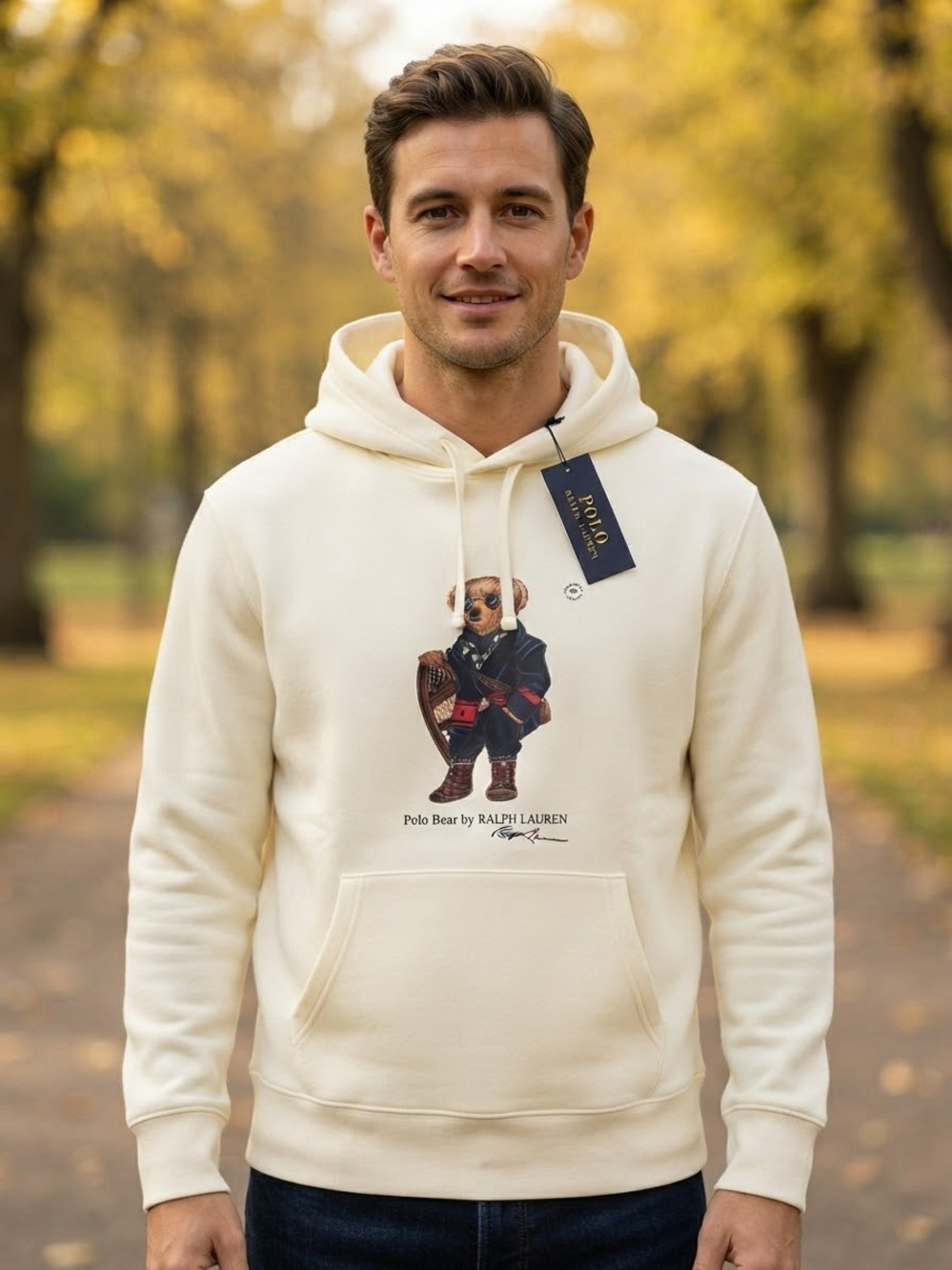 Polo by Ralph Lauren Cream Hoodie with Polo Bear Graphic